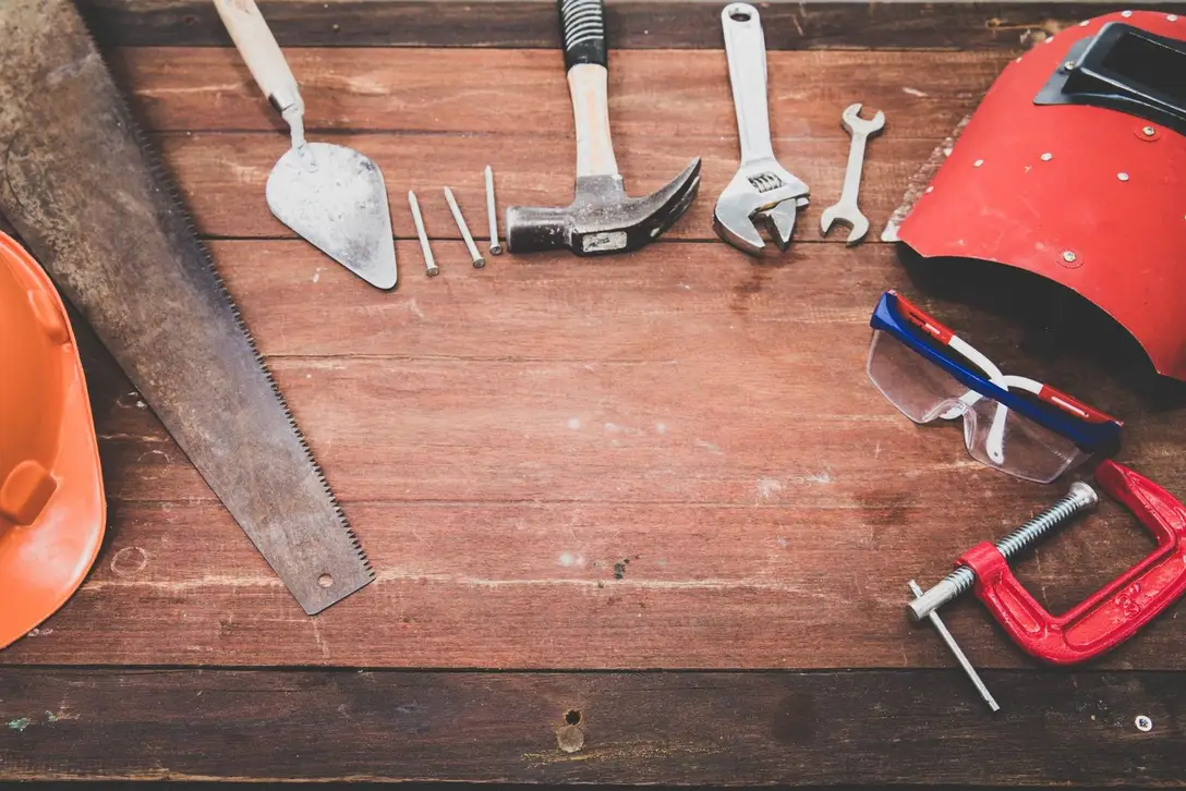 Carpenter tools on a workbench
